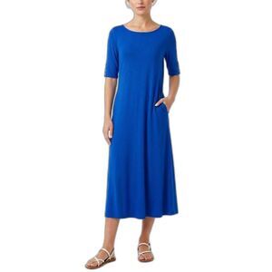 Soft Surroundings Women's Royal Blue Cotton Interlock Elbow Sleeve Midi Dress 1X